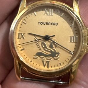 Tourneau Gold Watch with Roman Numerals